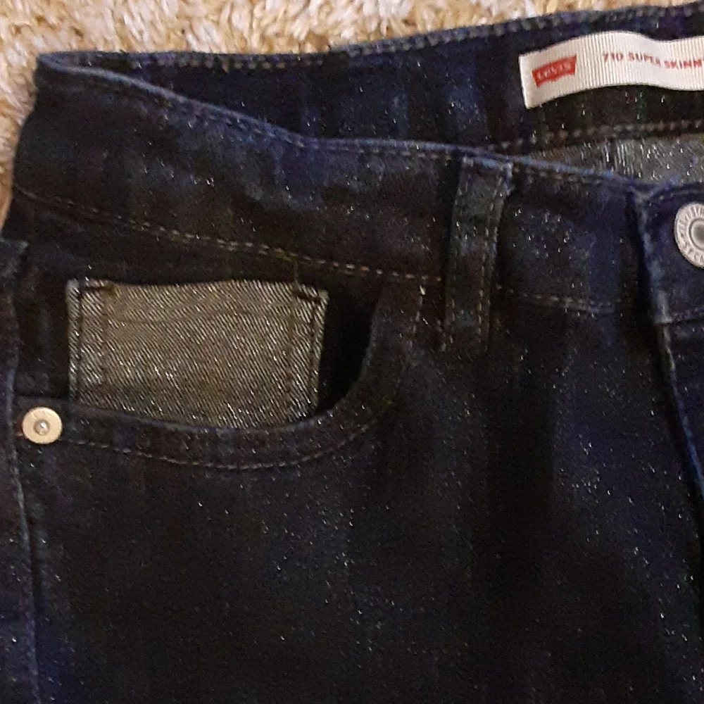 Levi's 710 super stretch skinny glitter blue jean classic 5 pocket sz 14R…EUC